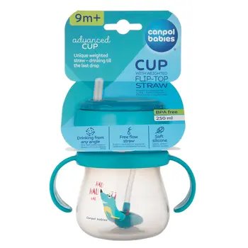 Canpol Babies, kubek ze składaną, silikonową rurką, 9 m+, 250 ml