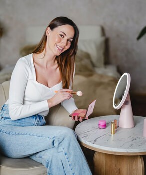 Beautifly Smart Moon Mirror z wbudowanym głośnikiem Bluetooth, lustro z regulacją światła LED, 1 szt.