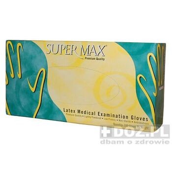 Rękawice Super-Max, lateksowe lekko pudrowane, kolor naturalny, rozmiar XL, 100szt