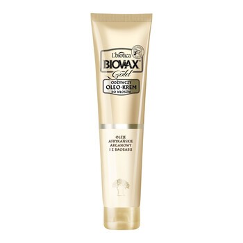 Biovax Glamour Gold, Złoto 24K & Oleje afrykańskie, odżywczy oleo-krem do włosów, 125 ml