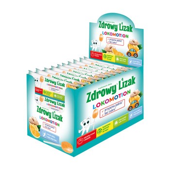 Zdrowy Lizak Lokomotion, lizaki, smak pomarańczowy, 40 szt.