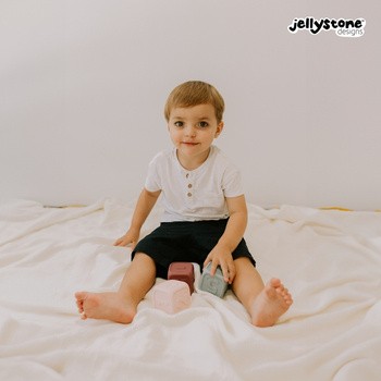 Jellystone Designs, silikonowe kostki edukacyjne, szałwia i jagoda, 2 szt.