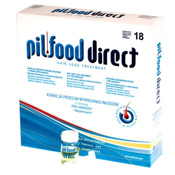 Pilfood Direct, kuracja przeciw wypadaniu włosów, 6 ml x 18 ampułek 