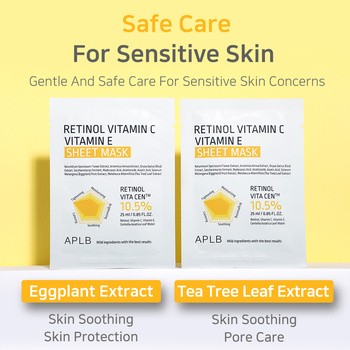 APLB Retinol Vitamin C Vitamin E Sheet Mask, maska w płachcie na twarz z retinolem oraz witaminami C i E, 25 ml