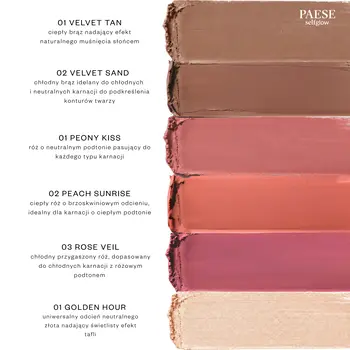 Paese Selfglow, kremowy róż z matowym efektem, Peach Sunrise 02, 8 g