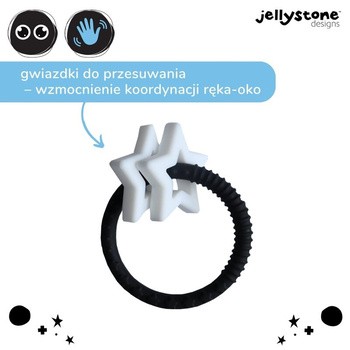 Jellystone Designs, gryzak Gwiazdki, czarno-biały, 1 szt.