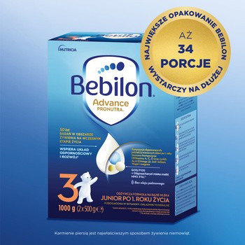Bebilon Advance Pronutra 3, Junior, formuła na bazie mleka po 1. roku życia, proszek, 1000 g
