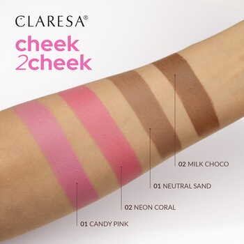 Claresa cheek2cheek, bronzer w sztyfcie, 01 Neutral Sand, 5,5 g