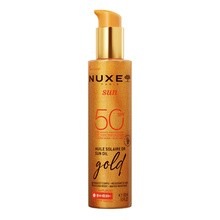 Nuxe Sun, rozświetlający olejek do opalania twarzy i ciała z drobinkami, SPF50, 150 ml
