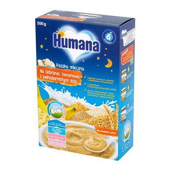 Zestaw 3x Kaszka Humana na Dobranoc, mleczna, banan