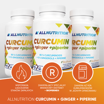 Allnutrition Curcumin + Ginger + Piperine, kapsułki, 100 szt.
