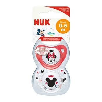 NUK Trendline Myszka Miki, silikonowy smoczek uspokajający 0-6m, 2 szt.