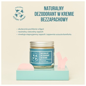 Mydlarnia 4 Szpaki, Naturalny dezodorant w kremie, bezzapachowy, 60 ml