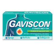 Gaviscon o smaku mięty TAB, tabletki do rozgryzania, żucia, 24 szt.