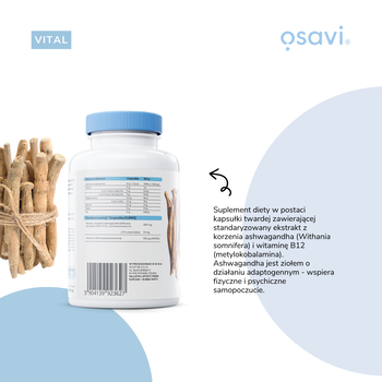 Osavi Ashwagandha Extra 400 mg, kapsułki twarde, 180 szt.