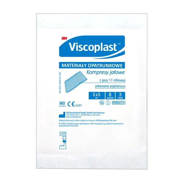 Kompresy gazowe jałowe 5x5cm 3szt [Viscoplast]