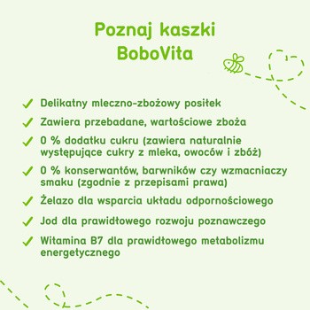 BoboVita Porcja Zbóż, kaszka mleczna, bananowo-brzoskwiniowa, manna, 4m+, 210 g