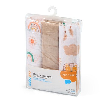 BabyOno, pieluchy muślinowe 100% bawełna, 3 szt.