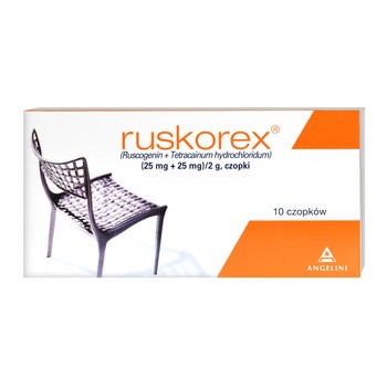 Ruskorex, (25 mg+25 mg)/2g, czopki, 10 szt.