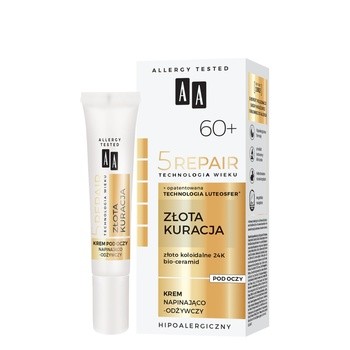 AA Technologia Wieku 5Repair Złota Kuracja 60+, napinająco-odżywczy krem pod oczy, 15 ml