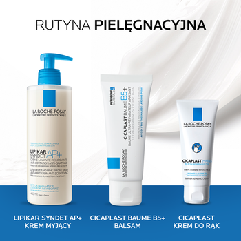 Zestaw La Roche-Posay, Cicaplast Baume B5+, balsam kojący, 40 ml + Lipikar Syndet AP+, krem myjący przeciw podrażnieniom skóry, 400 ml