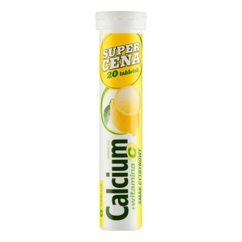 Calcium + witamina C, tabletki musujące o smaku cytrynowym, 20 szt.