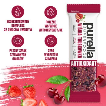 Purella Superfoods, baton antioxidant wiśnia-truskawka, 40 g