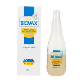 Biovax Nutriquick, dwufazowa odżywka bez spłukiwania, włosy blond, 200 ml