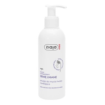 Ziaja Med, Siemię lniane, nawilżająca emulsja do mycia twarzy, 190 ml