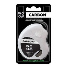 WOOM Carbon+, pęczniejąca nić dentystyczna z węglem aktywnym, 30 m