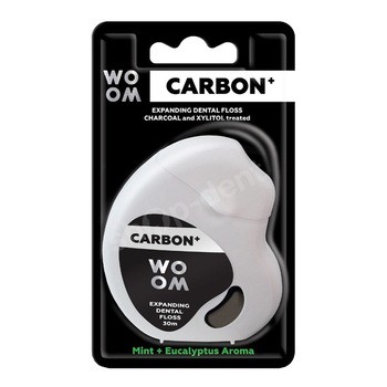 WOOM Carbon+, pęczniejąca nić dentystyczna z węglem aktywnym, 30 m
