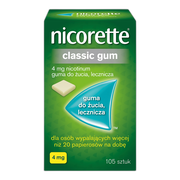 Nicorette Classic Gum, 4 mg, guma do żucia, 105 szt.