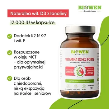 Biowen Witamina D3 + K2 Forte, kapsułki twarde, 60 szt.