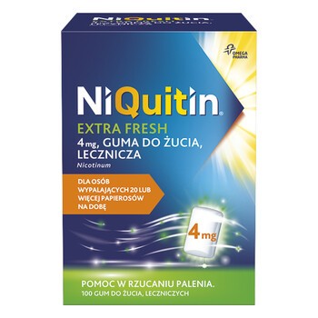 Niquitin Extra Fresh (Menthol), 4 mg, guma do żucia lecznicza, 100 szt.