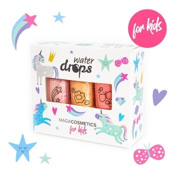 Maga Cosmetics, zestaw lakierów wodnych dla dzieci, Piaskowa księżniczka, 3 x 6 ml