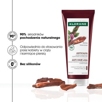 Klorane, odżywka wzmacniająco-stymulująca przeciw wypadaniu włosów, z chininą, 200 ml