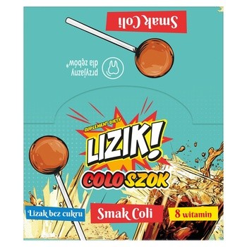 Lizik! Coloszok, lizaki bez cukru o smaku coli, display, 30 szt.