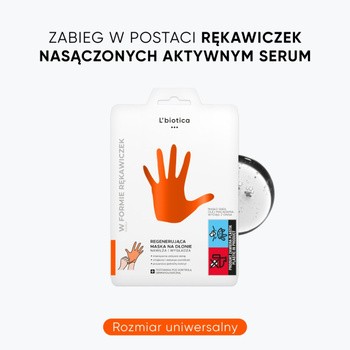 Zestaw 2 x L`Biotica, regenerująca maska na dłonie w rękawiczkach, 26 g