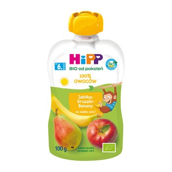 HiPP BIO od pokoleń, Jabłka-Gruszki-Banany, po 6. m-cu, 100 g
