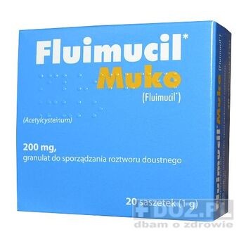 Fluimucil Muko, 200 mg/1 g, granulat do sporządzenia roztworu, 20 saszetek (import równoległy, InPharm)