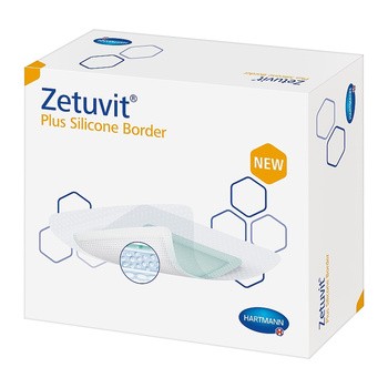 Zetuvit Plus Silicone Border, opatrunek silikonowy, 12,5 cm x 12,5 cm, 1 szt. (z opakowania 10 szt.)