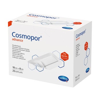 Cosmopor Advance, opatrunki do silnie sączących się ran, 10 cm x 8 cm, 25 szt.