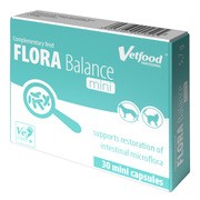 Vetfood Flora Balance mini, synbiotyk wspierający mikroflorę jelitową psów i kotów małych ras, kapsułki, 30 szt. (blister) https://azcdn.doz.pl/image/d/product/552313a4-scale-180x180.png