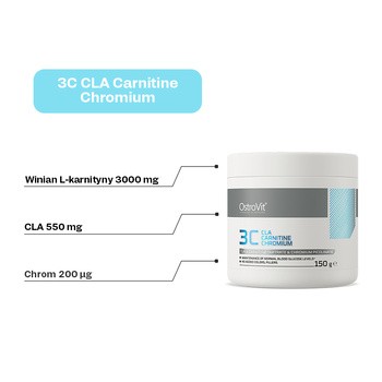 OstroVit 3C CLA Carnitine Chromium, proszek, smak kiwi, 150 g