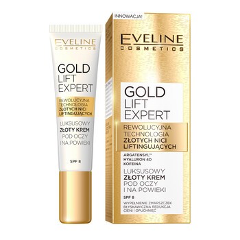 Eveline Gold Lift Expert, luksusowy złoty krem pod oczy i na powieki, 15 ml