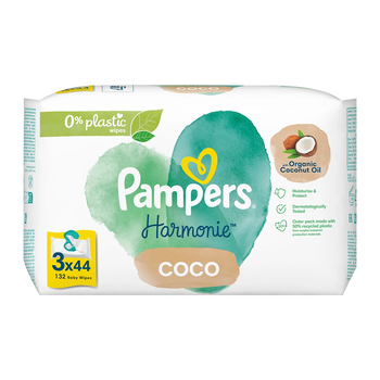 Pampers Coco Harmonie, chusteczki nawilżane, 3 x 44 szt.