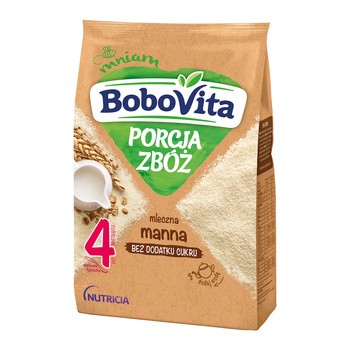BoboVita Porcja Zbóż, kaszka mleczna, manna, 4m+, 210 g