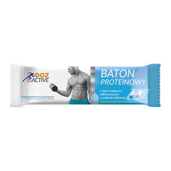 DOZ ACTIVE Baton proteinowy z lnem mielonym odtłuszczonym w polewie mlecznej, 40 g