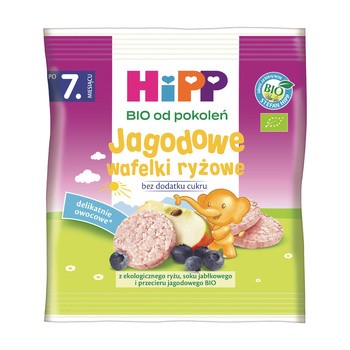 HiPP BIO od pokoleń, Jagodowe wafelki ryżowe, po 7. m-cu, 30 g