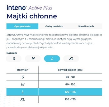 Inteno Active Plus, majtki chłonne, rozmiar L, 10 szt.